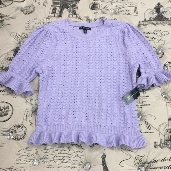 I.N.C Popcorn Stitch Ruffle Sweater - Picture 2 of 6